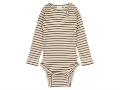 Petit Piao body earth brun/ mørk råhvid stribet body